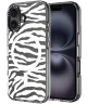 HappyCase Joy Apple iPhone 16 Hoesje MagSafe Back Cover Silver Zebra