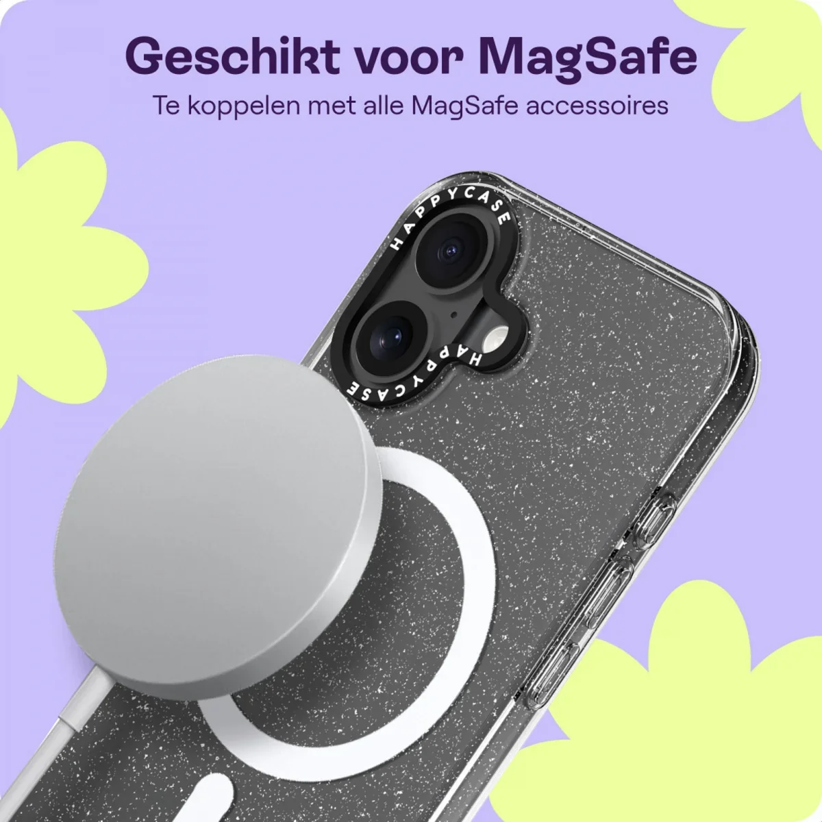 HappyCase Joy Apple iPhone 16 Hoesje MagSafe Back Cover Sparkle Glitter afbeelding 5