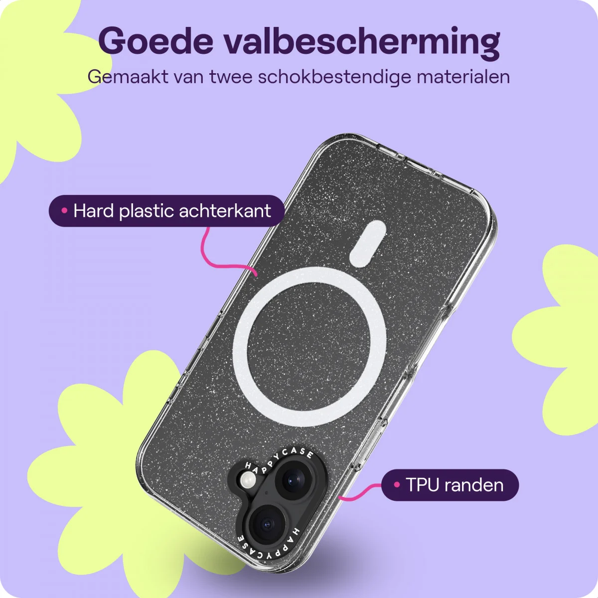HappyCase Joy Apple iPhone 16 Hoesje MagSafe Back Cover Sparkle Glitter afbeelding 6