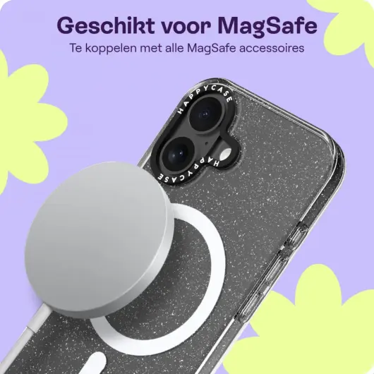 HappyCase Joy Apple iPhone 16 Hoesje MagSafe Back Cover Sparkle Glitter afbeelding 5