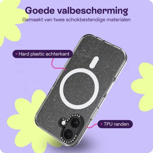 HappyCase Joy Apple iPhone 16 Hoesje MagSafe Back Cover Sparkle Glitter afbeelding 6