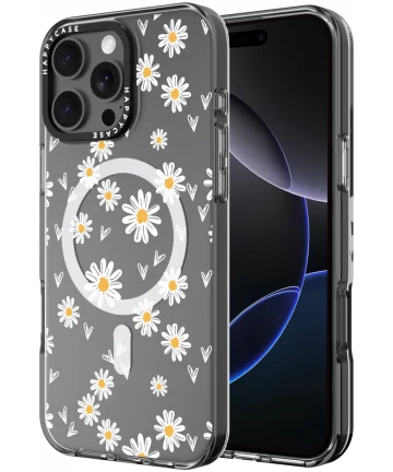 HappyCase Joy Apple iPhone 16 Pro Hoesje MagSafe Back Cover Daisy Hearts Hoesjes