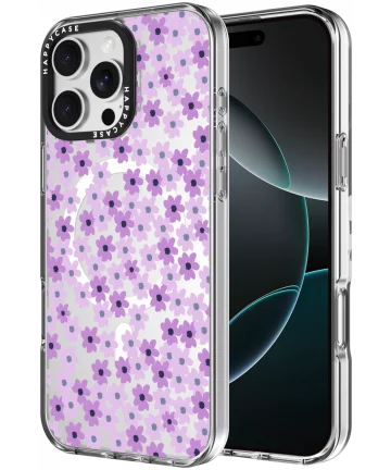 HappyCase Joy Apple iPhone 16 Pro Hoesje MagSafe Back Cover Purple Floral Hoesjes