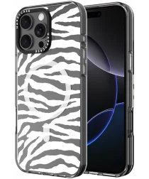 HappyCase Joy Apple iPhone 16 Pro Hoesje MagSafe Back Cover Silver Zebra