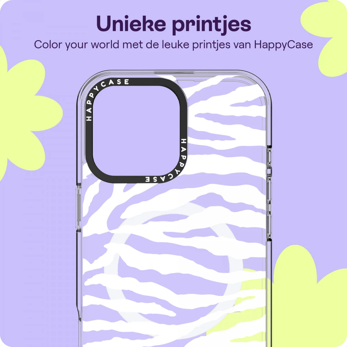 HappyCase Joy Apple iPhone 16 Pro Hoesje MagSafe Back Cover Silver Zebra afbeelding 4