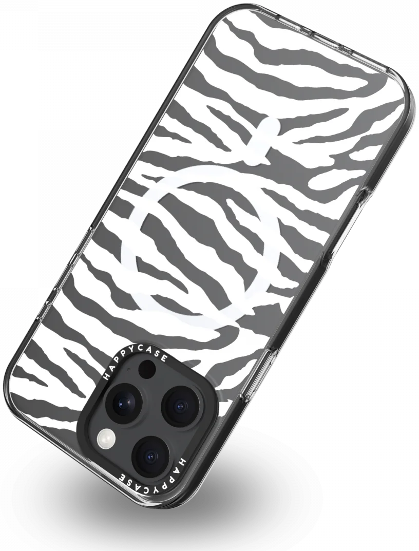 HappyCase Joy Apple iPhone 16 Pro Hoesje MagSafe Back Cover Silver Zebra afbeelding 13