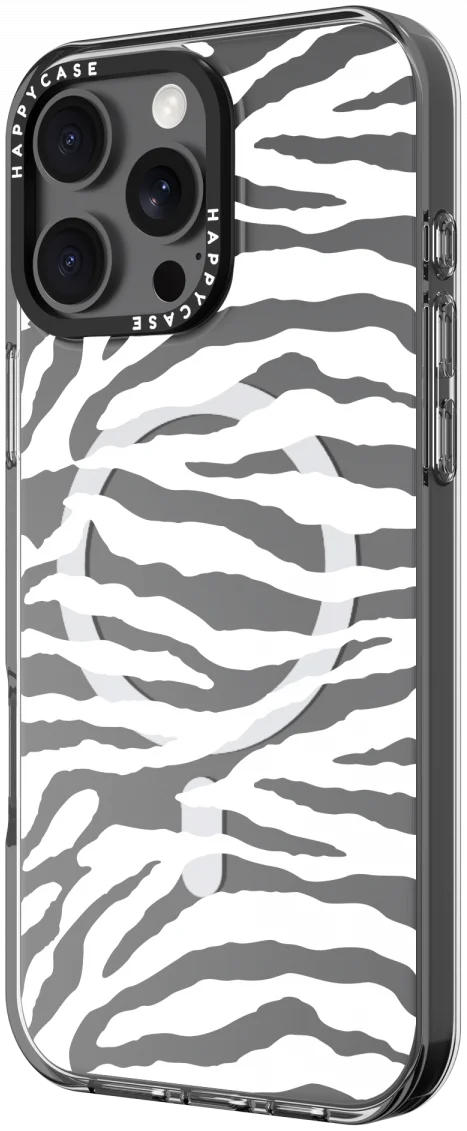 HappyCase Joy Apple iPhone 16 Pro Hoesje MagSafe Back Cover Silver Zebra afbeelding 16
