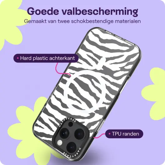 HappyCase Joy Apple iPhone 16 Pro Hoesje MagSafe Back Cover Silver Zebra afbeelding 6