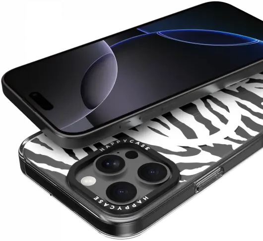 HappyCase Joy Apple iPhone 16 Pro Hoesje MagSafe Back Cover Silver Zebra afbeelding 11