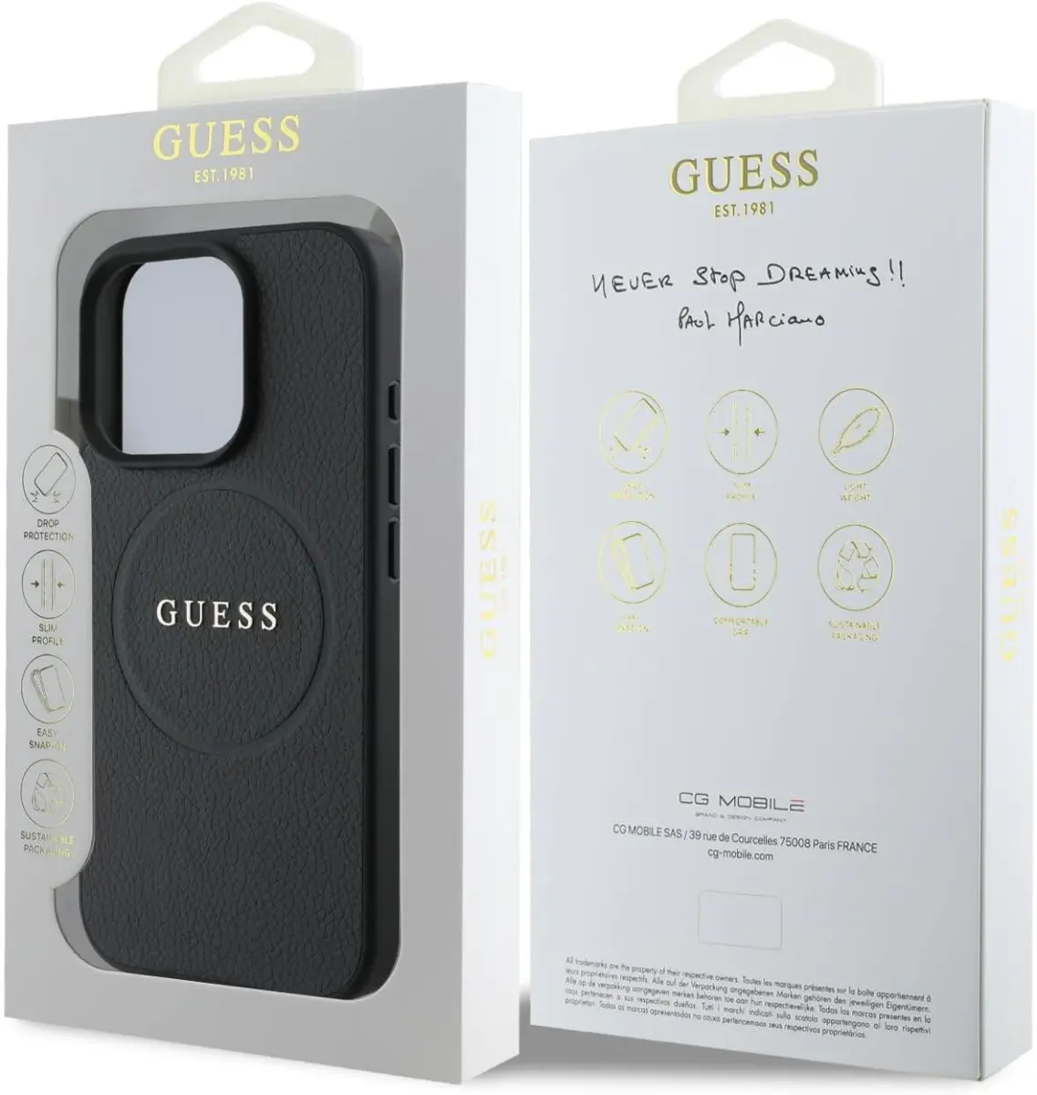 Guess Grained Gold Ring iPhone 16 Pro Max Hoesje MagSafe Back Cover Zwart afbeelding 5