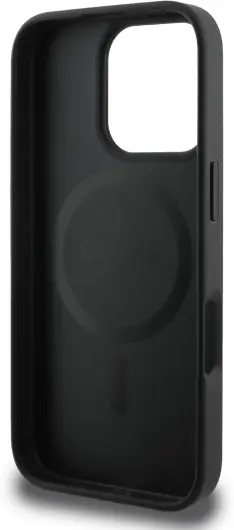 Guess Grained Gold Ring iPhone 16 Pro Max Hoesje MagSafe Back Cover Zwart afbeelding 4
