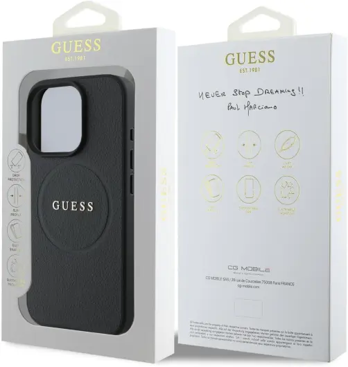 Guess Grained Gold Ring iPhone 16 Pro Max Hoesje MagSafe Back Cover Zwart afbeelding 5