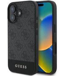 Guess 4G Bottom Stripe Apple iPhone 16 Hoesje Back Cover Zwart