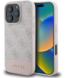 Guess 4G Bottom Stripe Apple iPhone 16 Pro Hoesje Back Cover Roze