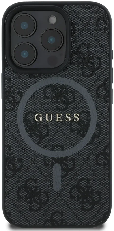 Guess 4G Ring Classic Logo iPhone 16 Pro Max Hoesje MagSafe Back Cover Zwart afbeelding 2