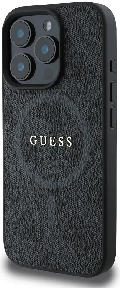Guess 4G Ring Classic Logo iPhone 16 Pro Max Hoesje MagSafe Back Cover Zwart afbeelding 3