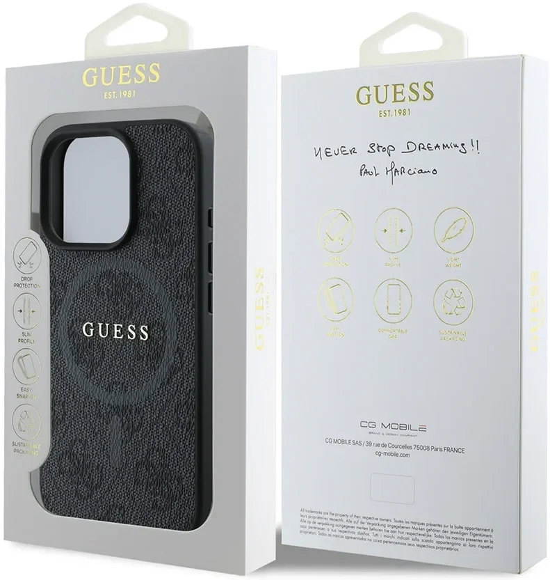 Guess 4G Ring Classic Logo iPhone 16 Pro Max Hoesje MagSafe Back Cover Zwart afbeelding 8