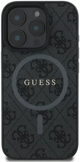 Guess 4G Ring Classic Logo iPhone 16 Pro Max Hoesje MagSafe Back Cover Zwart afbeelding 2