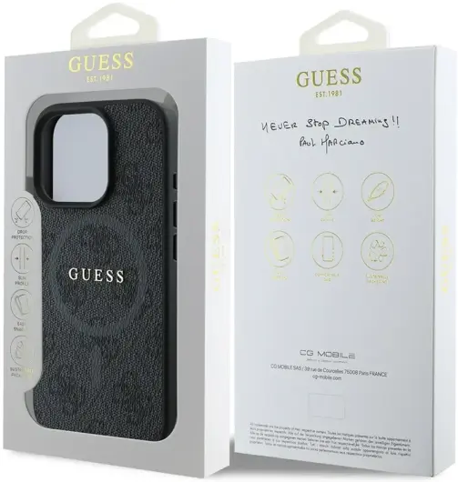 Guess 4G Ring Classic Logo iPhone 16 Pro Max Hoesje MagSafe Back Cover Zwart afbeelding 8