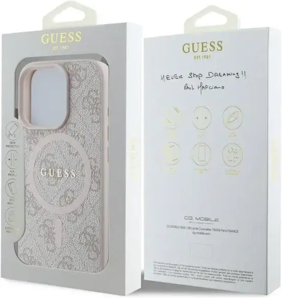 Guess 4G Ring Classic Logo iPhone 16 Pro Max Hoesje MagSafe Back Cover Roze afbeelding 4