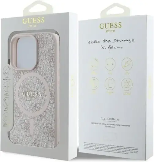Guess 4G Ring Classic Logo iPhone 16 Pro Max Hoesje MagSafe Back Cover Roze afbeelding 4