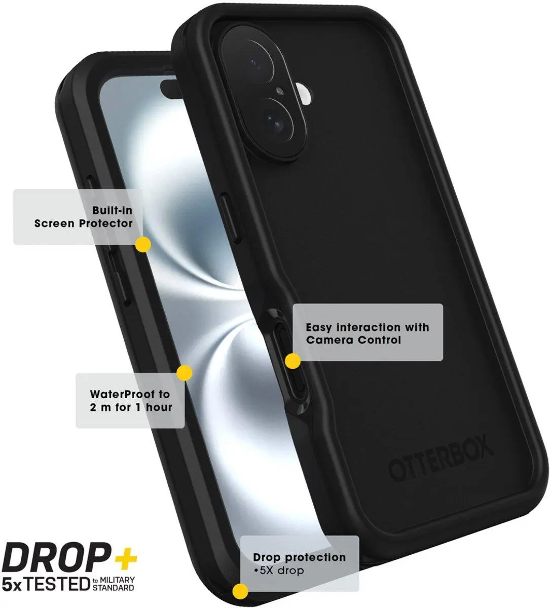 OtterBox Fre MagSafe iPhone 16 Pro Max Hoesje Waterdicht Full Protect Zwart afbeelding 5