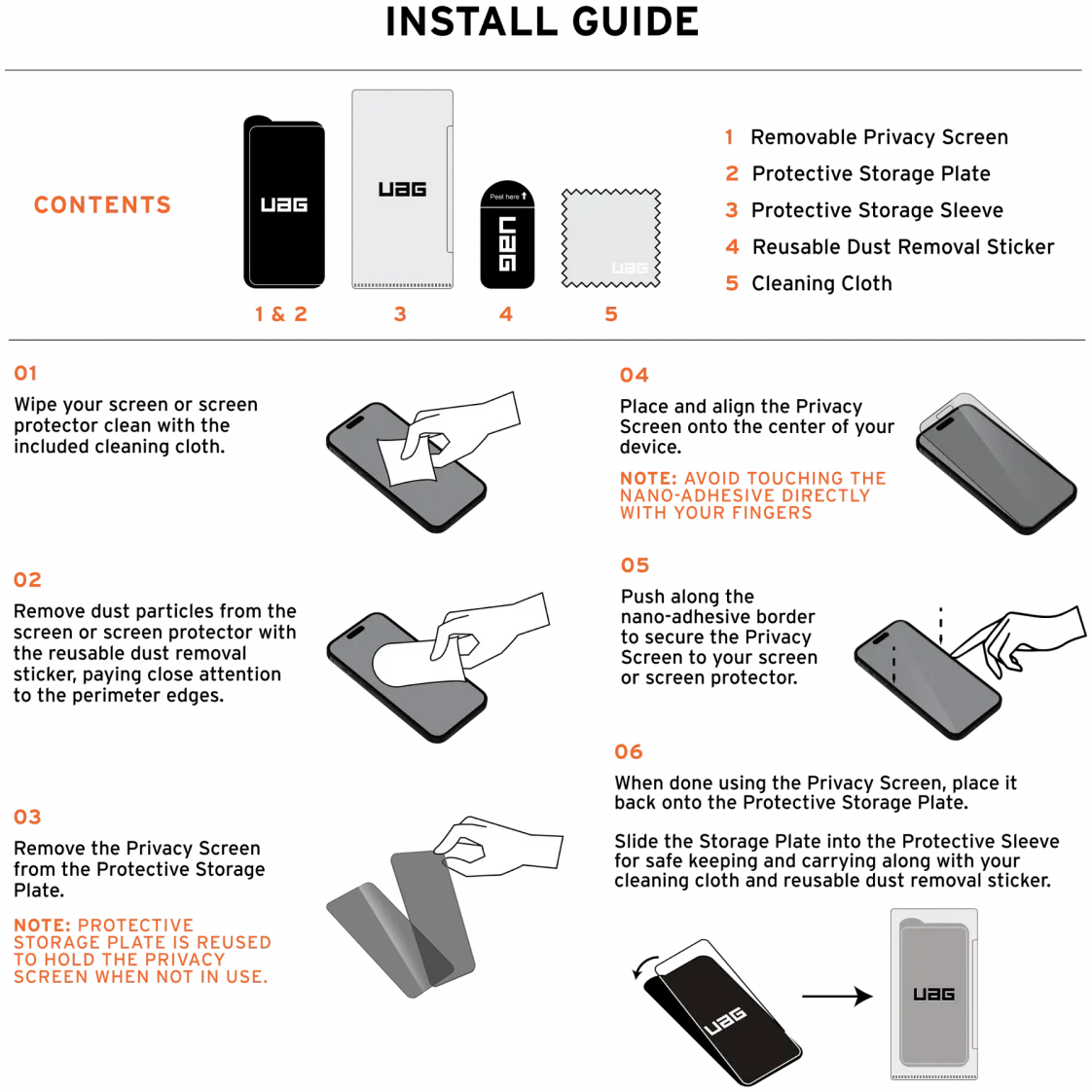 UAG Apple iPhone 16 Pro Max Screen Protector Herbruikbare Privacy Glass afbeelding 7