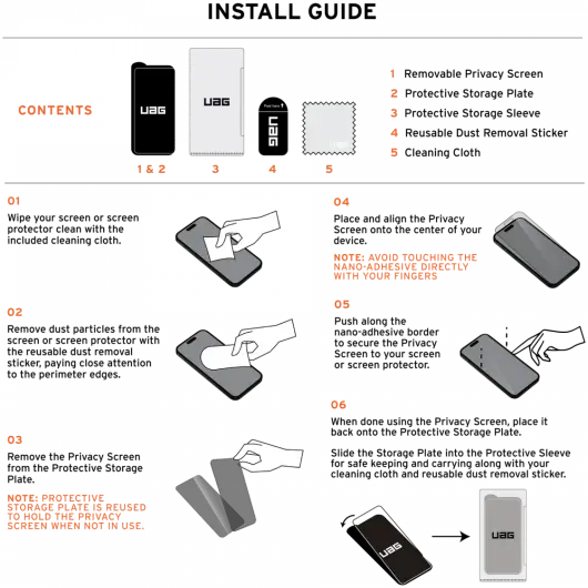 UAG Apple iPhone 16 Pro Max Screen Protector Herbruikbare Privacy Glass afbeelding 7