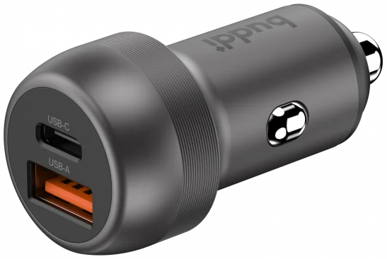 Buddi Power 89W Autolader USB-A + C Poort met Snelladen Grijs afbeelding 9