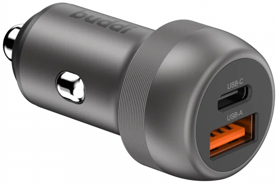 Buddi Power 89W Autolader USB-A + C Poort met Snelladen Grijs afbeelding 7