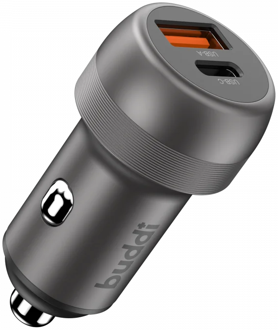 Buddi Power 89W Autolader USB-A + C Poort met Snelladen Grijs afbeelding 8