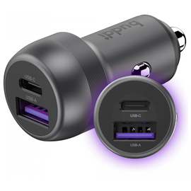 Buddi Power 89W Autolader USB-A + C Poort met Snelladen Grijs afbeelding