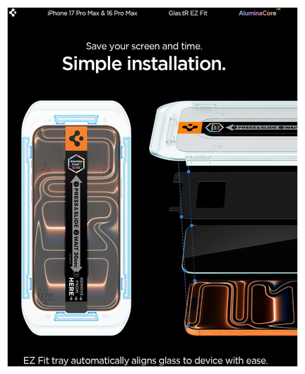 Spigen Glas.tR EZ Fit iPhone 17 Pro Max / 16 Pro Max Screen Protector 2-Pack afbeelding 5