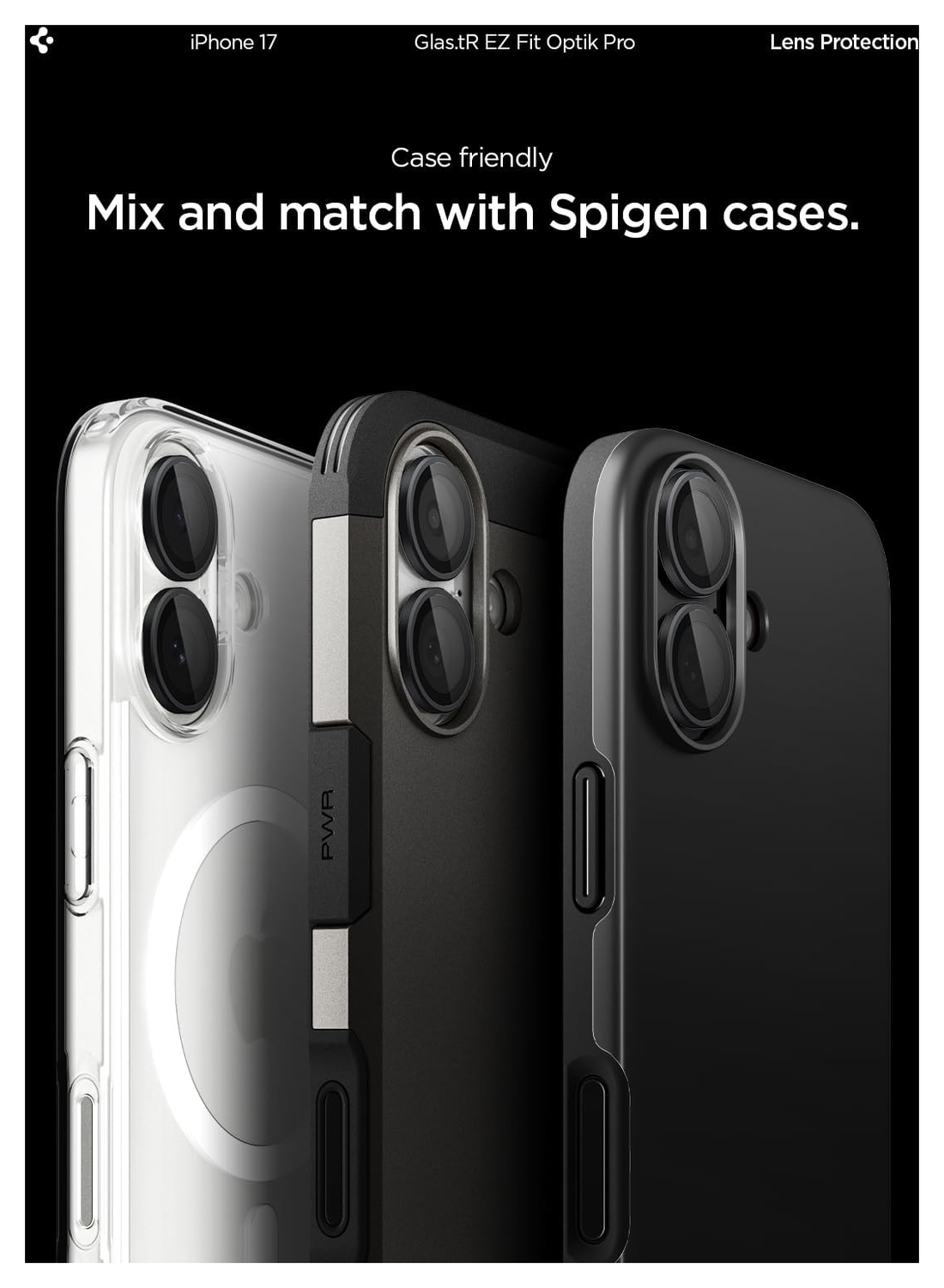 Spigen EZ Fit Optik Pro iPhone 17/16/16 Plus Camera Protector Zwart (2-Pack) afbeelding 6
