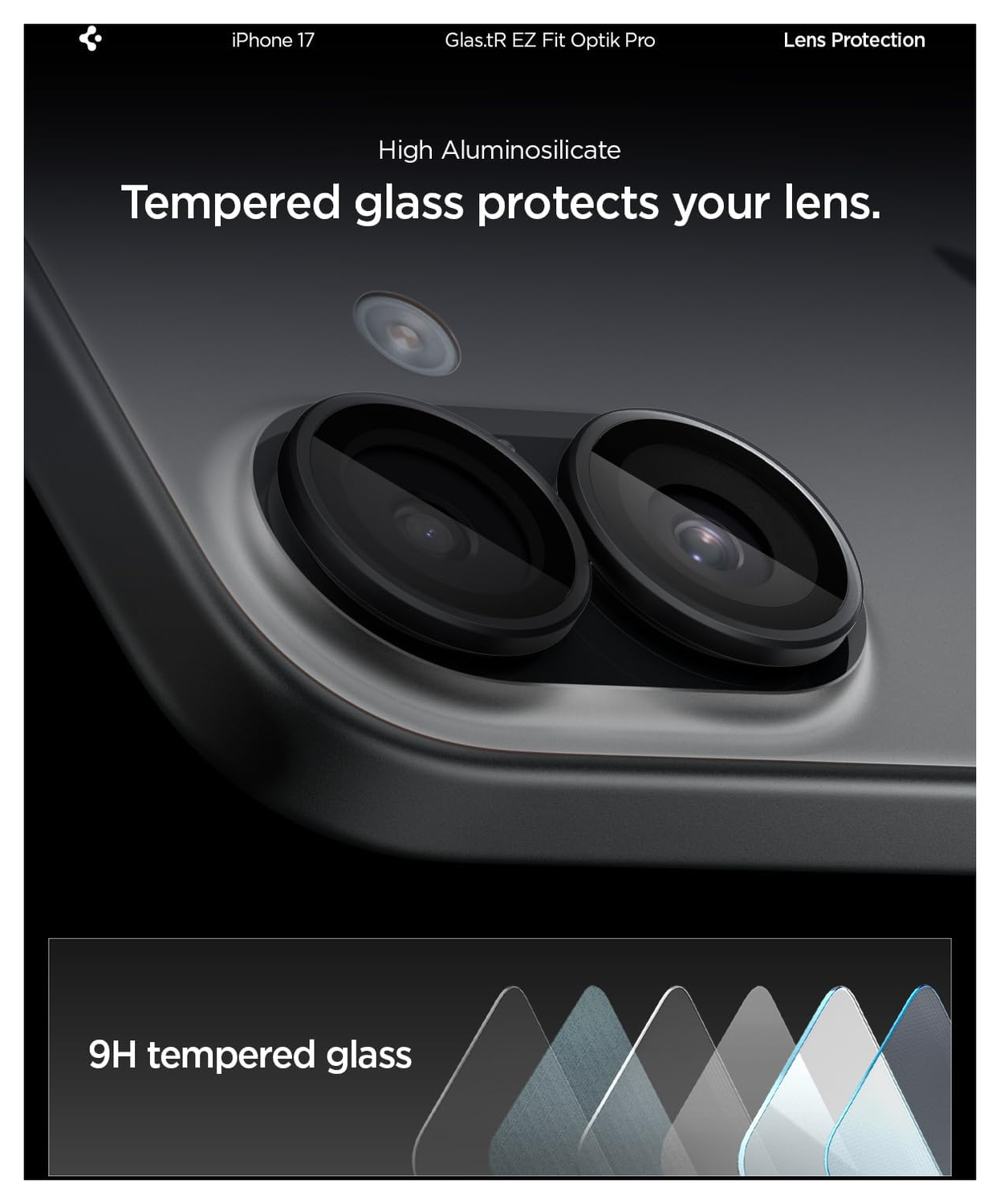 Spigen EZ Fit Optik Pro iPhone 17/16/16 Plus Camera Protector Zwart (2-Pack) afbeelding 5