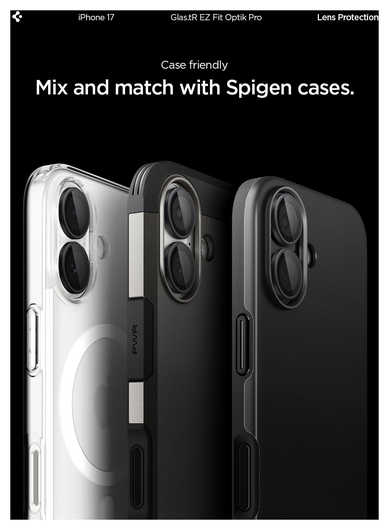 Spigen EZ Fit Optik Pro iPhone 17/16/16 Plus Camera Protector Zwart (2-Pack) afbeelding 6