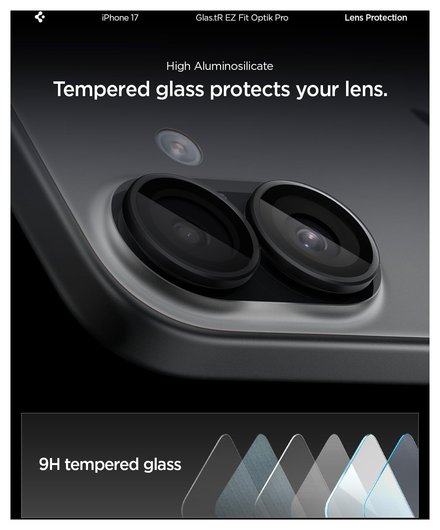 Spigen EZ Fit Optik Pro iPhone 17/16/16 Plus Camera Protector Zwart (2-Pack) afbeelding 5