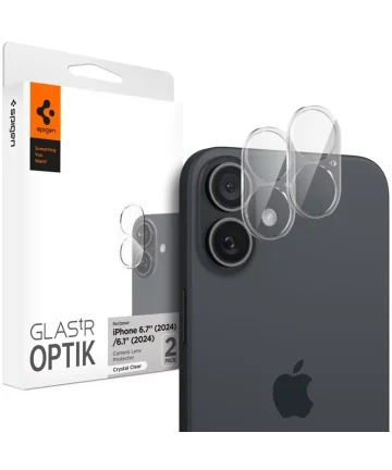 Spigen Optik Apple iPhone 16 / 16 Plus Camera Lens Protector Transparant 2-Pack Screen Protectors