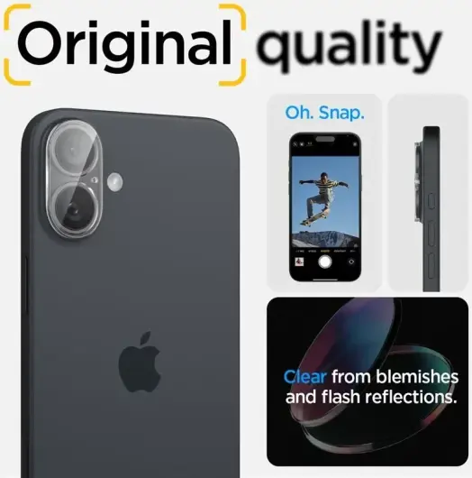 Spigen Optik Apple iPhone 16 / 16 Plus Camera Lens Protector Transparant 2-Pack afbeelding 4