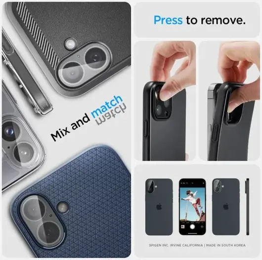 Spigen Optik Apple iPhone 16 / 16 Plus Camera Lens Protector Transparant 2-Pack afbeelding 5