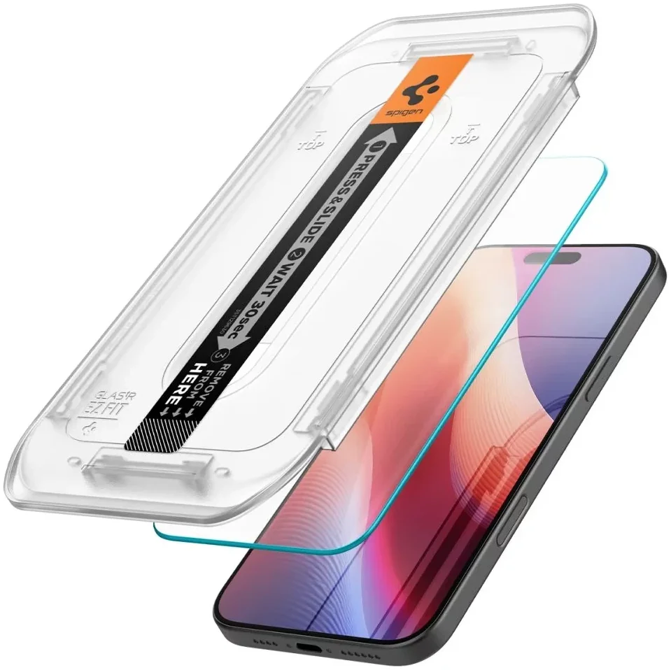 Spigen EZ Fit GLAS.tR Apple iPhone 16 Pro Screen Protector 2-Pack afbeelding 2