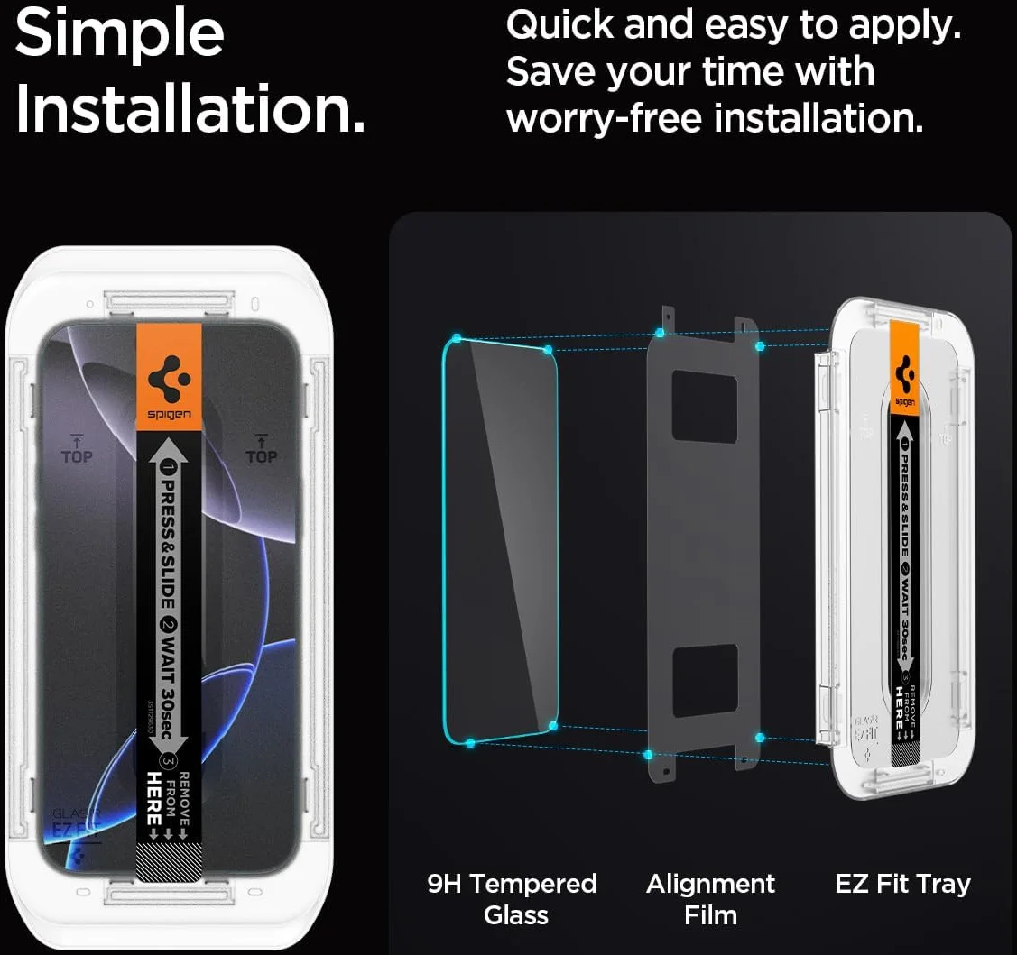 Spigen EZ Fit GLAS.tR Apple iPhone 16 Pro Screen Protector 2-Pack afbeelding 5