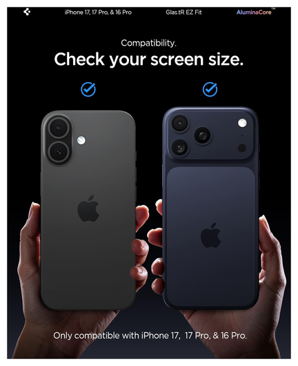 Spigen Glas.tR EZ Fit iPhone 17 Pro / 17 / 16 Pro Screen Protector 2-Pack afbeelding 2