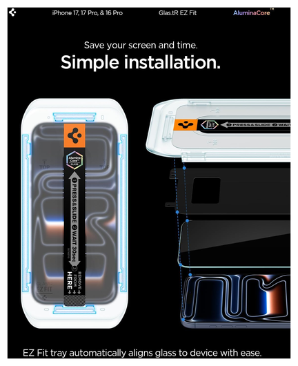 Spigen Glas.tR EZ Fit iPhone 17 Pro / 17 / 16 Pro Screen Protector 2-Pack afbeelding 6