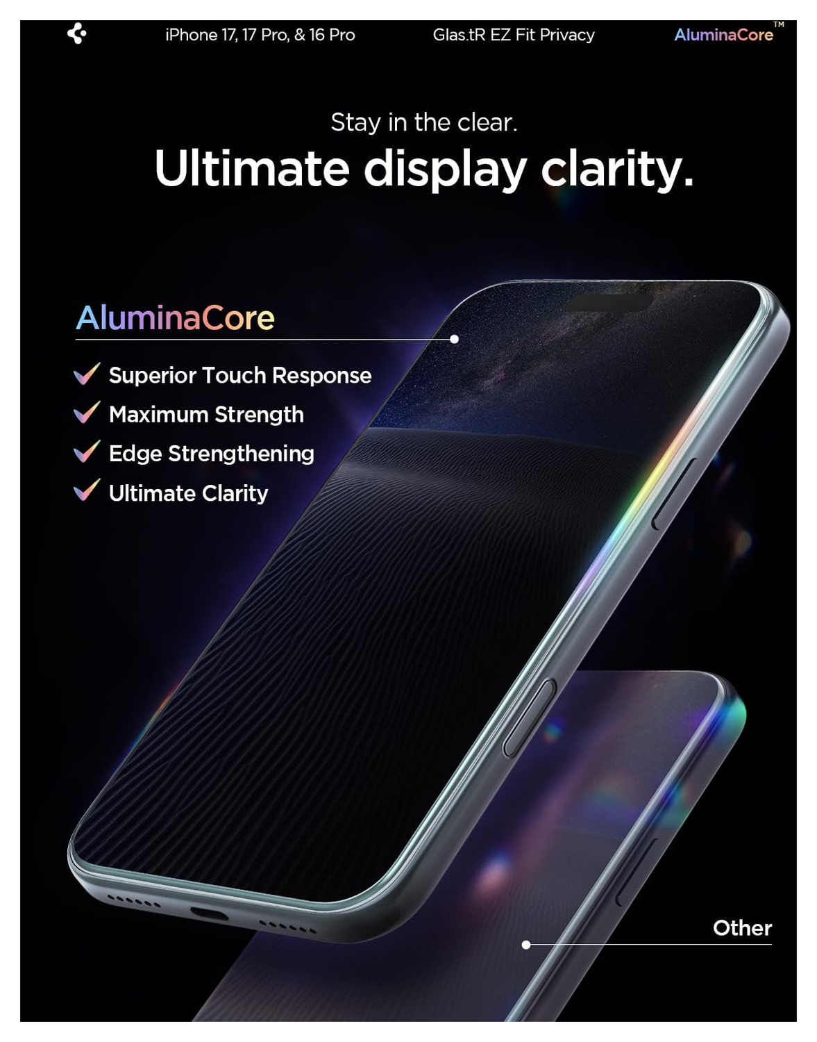 Spigen EZ Fit GLAS.tR Apple iPhone 17 Pro / 17 / 16 Pro Privacy Glass 2-Pack afbeelding 8