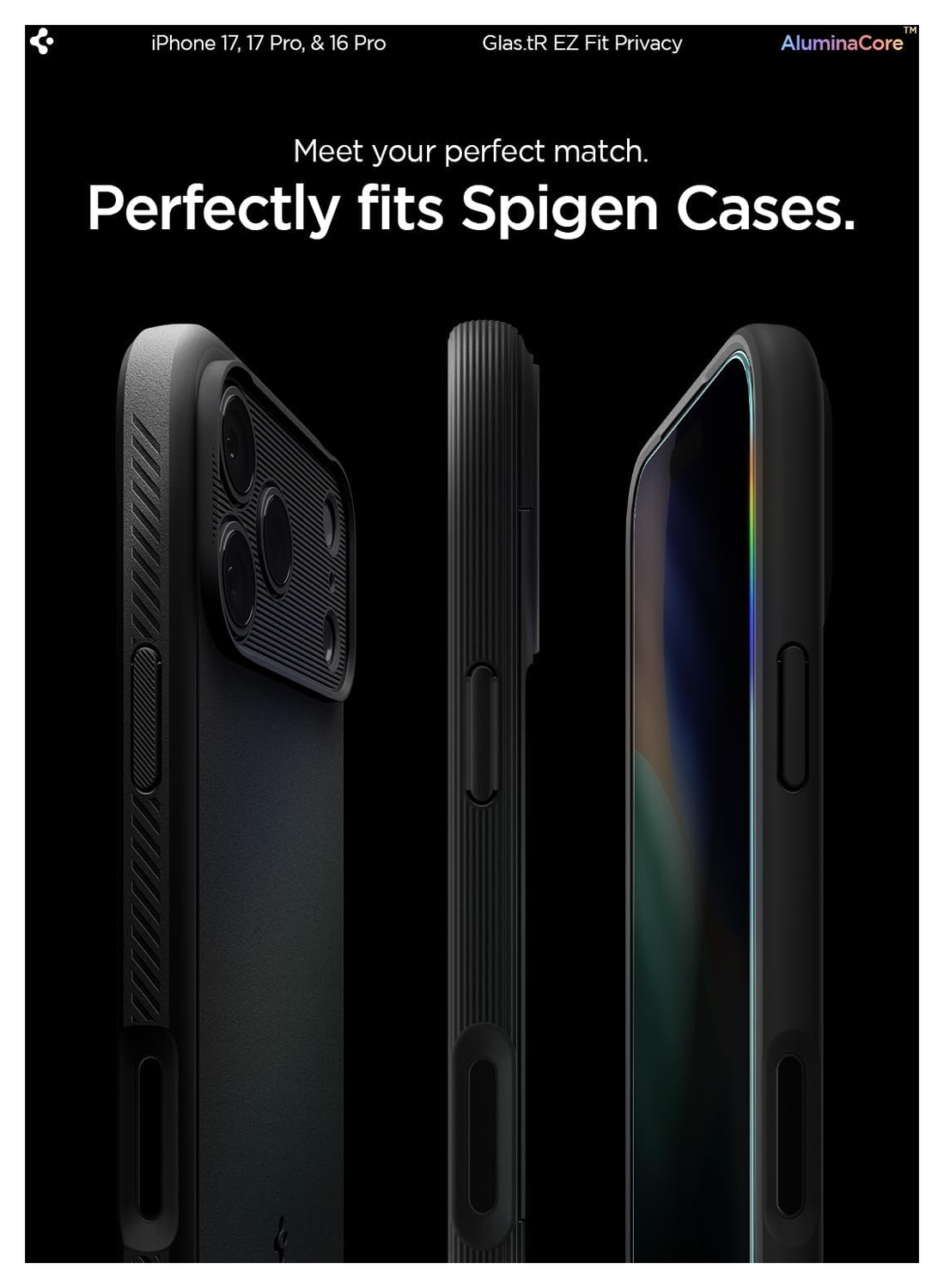 Spigen EZ Fit GLAS.tR Apple iPhone 17 Pro / 17 / 16 Pro Privacy Glass 2-Pack afbeelding 9