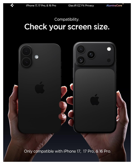 Spigen EZ Fit GLAS.tR Apple iPhone 17 Pro / 17 / 16 Pro Privacy Glass 2-Pack afbeelding 2