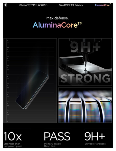 Spigen EZ Fit GLAS.tR Apple iPhone 17 Pro / 17 / 16 Pro Privacy Glass 2-Pack afbeelding 4