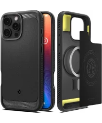 Spigen Rugged Armor MagFit iPhone 16 Pro Max Hoesje Back Cover MagSafe Zwart