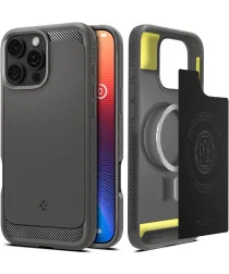 Spigen Rugged Armor MagFit iPhone 16 Pro Max Hoesje Back Cover MagSafe Grijs